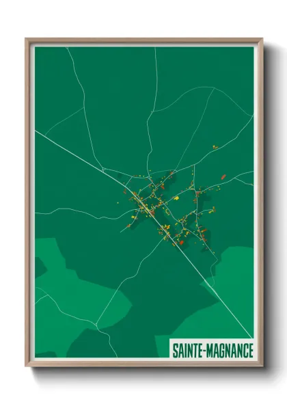 Une affiche de carte sur Sainte-Magnance