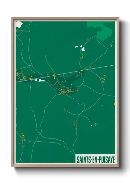 Une affiche de carte sur Saints-en-Puisaye