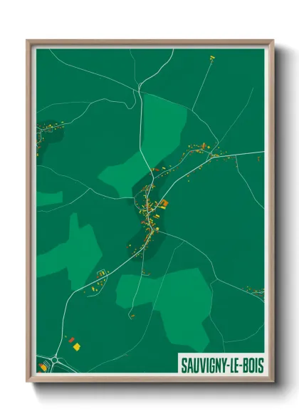 Une affiche de carte sur Sauvigny-le-Bois