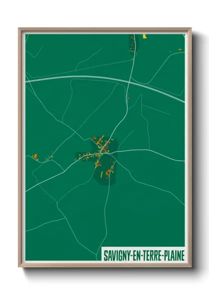 Une affiche de carte sur Savigny-en-Terre-Plaine