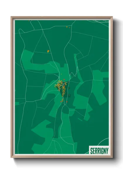 Une affiche de carte sur Serrigny