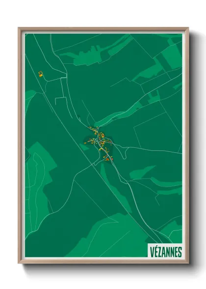Une affiche de carte sur Vézannes