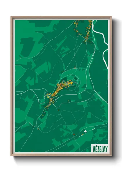 Une affiche de carte sur Vézelay