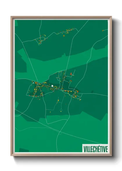 Une affiche de carte sur Villechétive