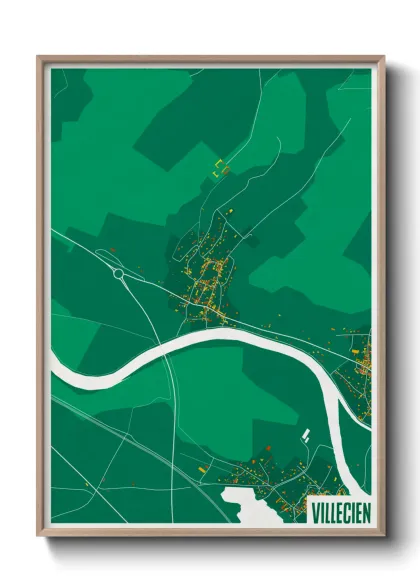 Une affiche de carte sur Villecien