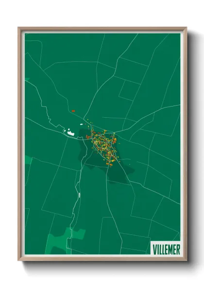 Une affiche de carte sur Villemer