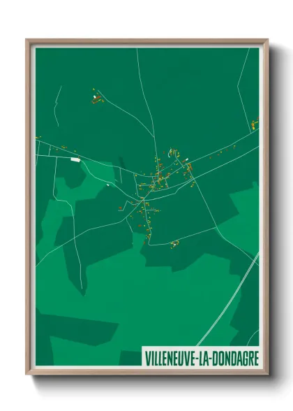 Une affiche de carte sur Villeneuve-la-Dondagre