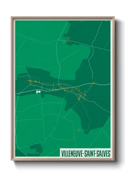 Une affiche de carte sur Villeneuve-Saint-Salves