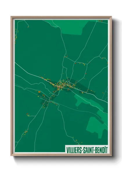 Une affiche de carte sur Villiers-Saint-Benoît