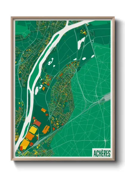 Une affiche de carte sur Achères