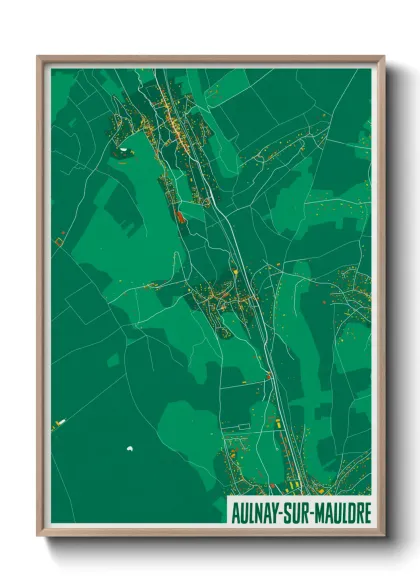 Une affiche de carte sur Aulnay-sur-Mauldre