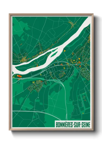 Une affiche de carte sur Bonnières-sur-Seine