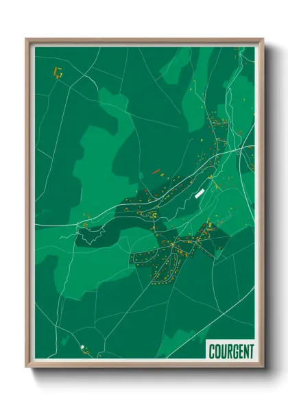 Une affiche de carte sur Courgent