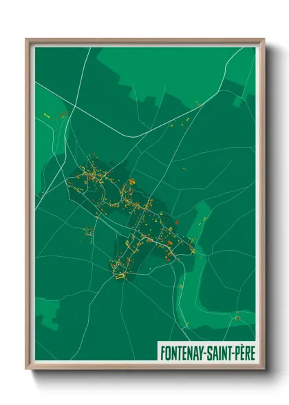 Une affiche de carte sur Fontenay-Saint-Père
