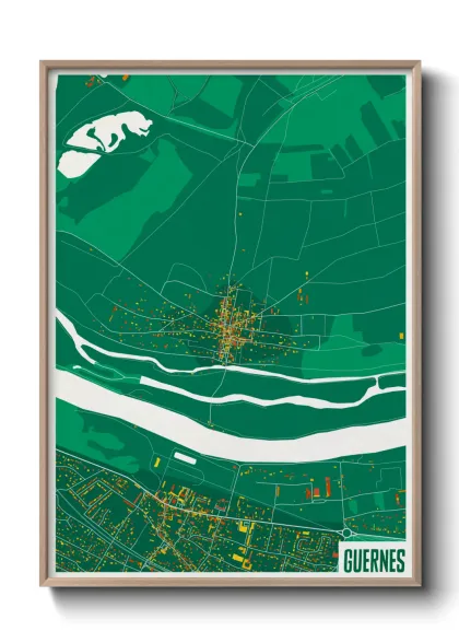 Une affiche de carte sur Guernes