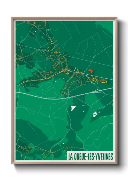 Une affiche de carte sur La Queue-les-Yvelines