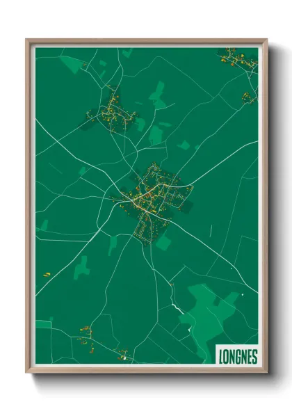 Une affiche de carte sur Longnes
