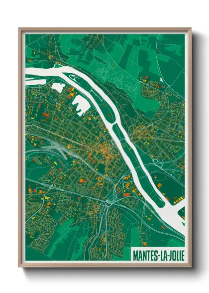 Une affiche de carte sur Mantes-la-Jolie