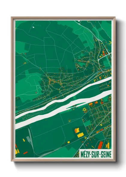 Une affiche de carte sur Mézy-sur-Seine