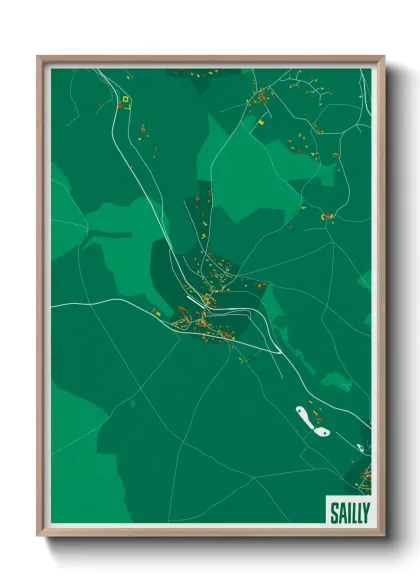 Une affiche de carte sur Sailly