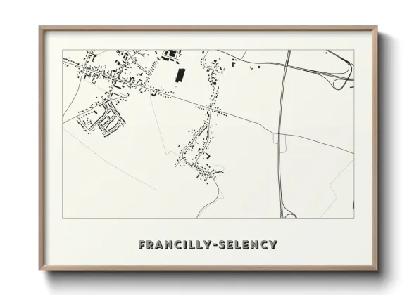 Une affiche de carte sur Francilly-Selency
