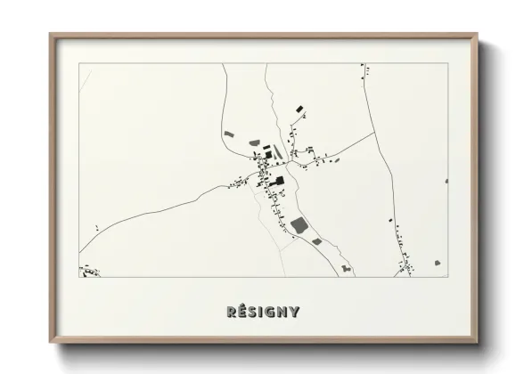 Une affiche de carte sur Résigny