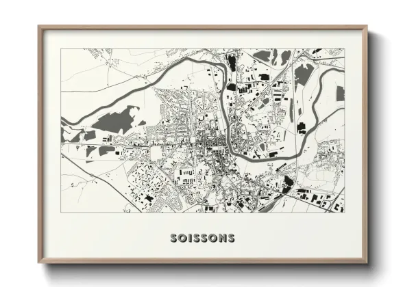 Une affiche de carte sur Soissons