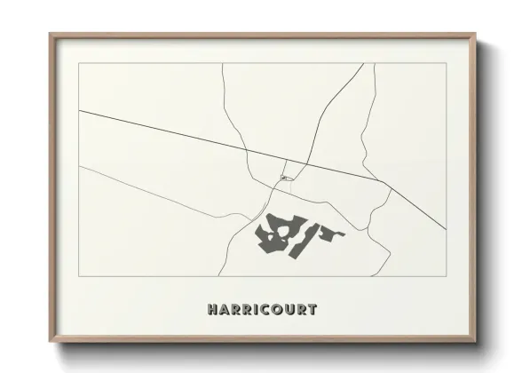 Une affiche de carte sur Harricourt