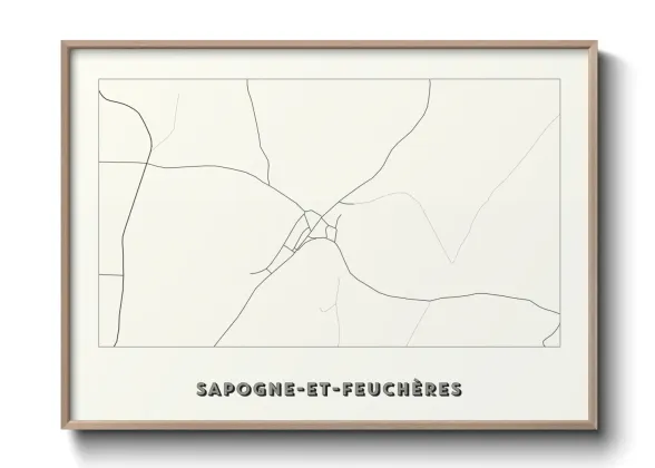 Une affiche de carte sur Sapogne-et-Feuchères