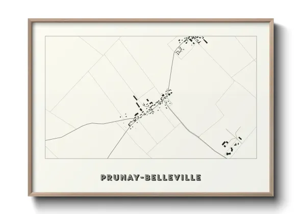 Une affiche de carte sur Prunay-Belleville