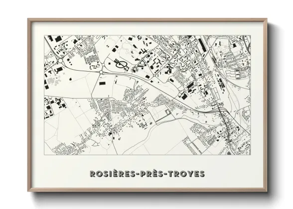 Une affiche de carte sur Rosières-près-Troyes