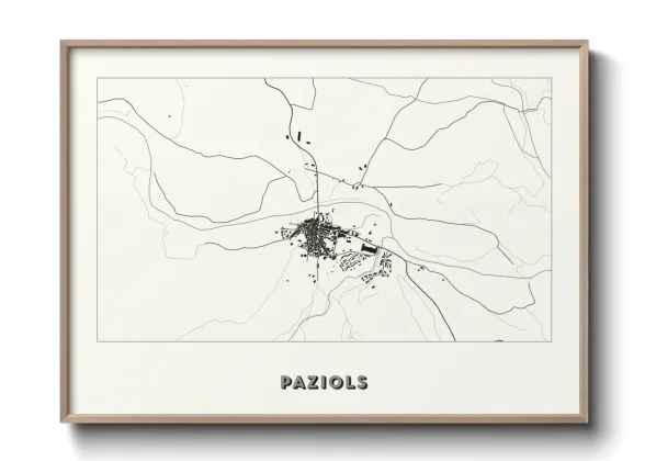 Une affiche de carte sur Paziols