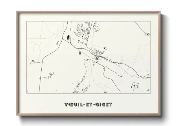 Une affiche de carte sur Vœuil-et-Giget