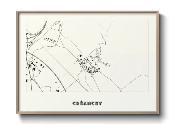 Une affiche de carte sur Créancey