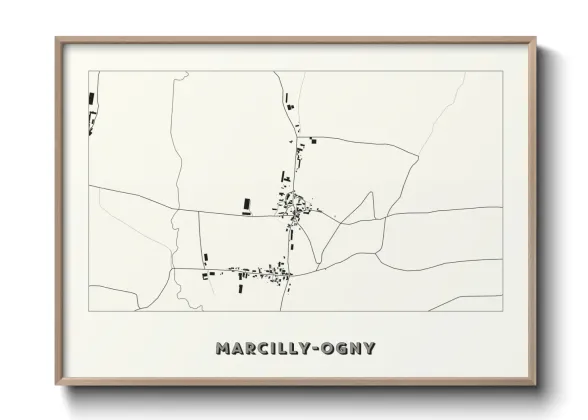 Une affiche de carte sur Marcilly-Ogny