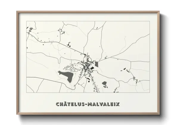 Une affiche de carte sur Châtelus-Malvaleix