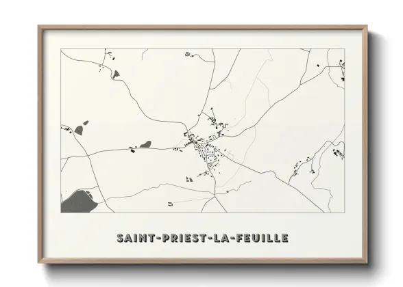 Une affiche de carte sur Saint-Priest-la-Feuille
