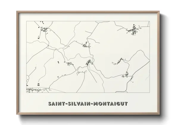 Une affiche de carte sur Saint-Silvain-Montaigut