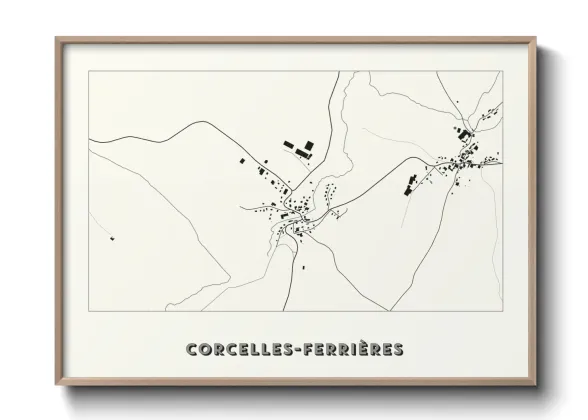 Une affiche de carte sur Corcelles-Ferrières