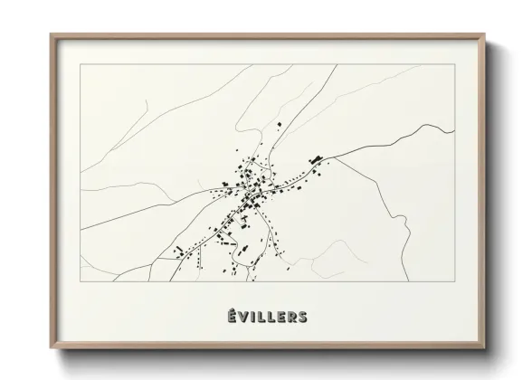 Une affiche de carte sur Évillers
