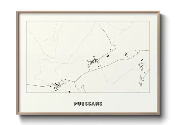 Une affiche de carte sur Puessans