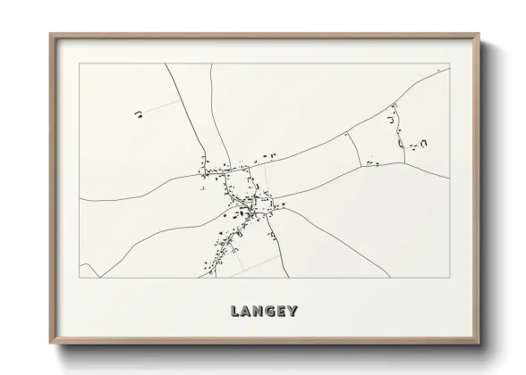 Une affiche de carte sur Langey
