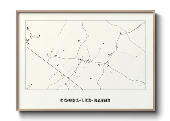 Une affiche de carte sur Cours-les-Bains