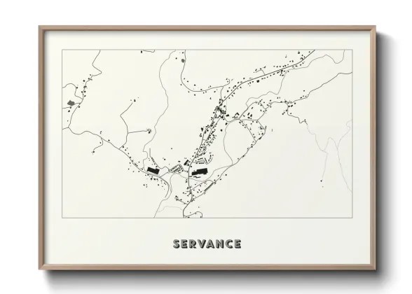 Une affiche de carte sur Servance