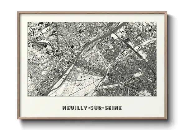 Une affiche de carte sur Neuilly-sur-Seine
