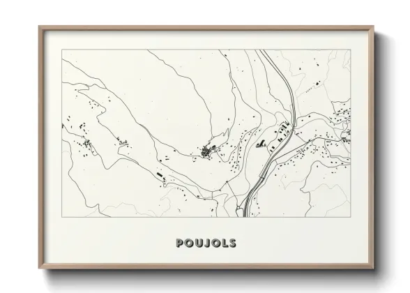 Une affiche de carte sur Poujols