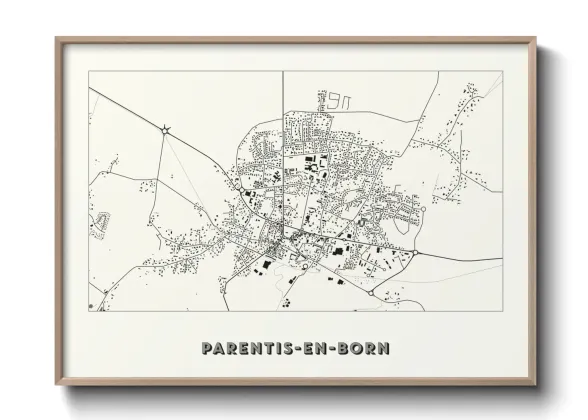 Une affiche de carte sur Parentis-en-Born