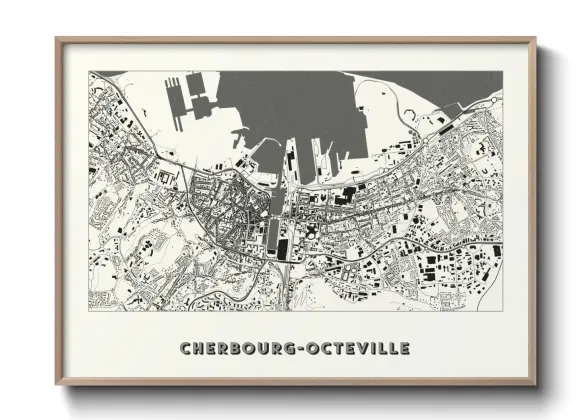 Une affiche de carte sur Cherbourg-Octeville