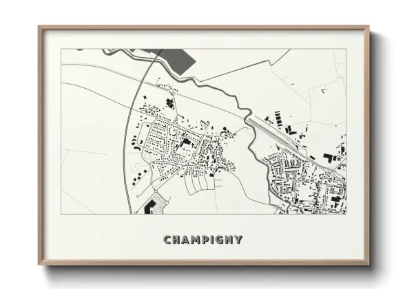 Une affiche de carte sur Champigny