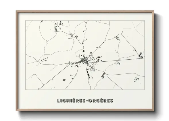 Une affiche de carte sur Lignières-Orgères